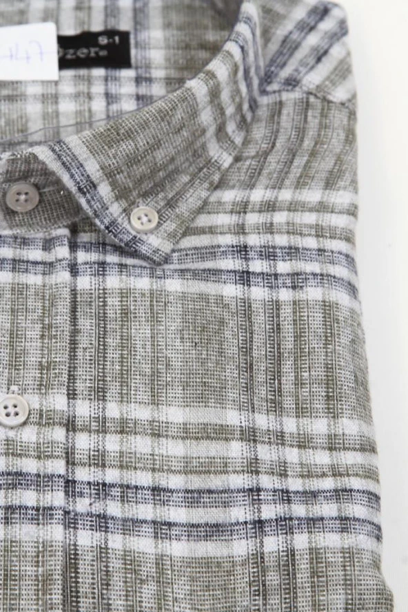 Hipatu Desenli Çift Cepli Yün Gömlek- Yeşil - 4