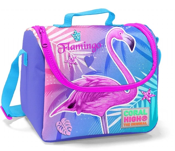Coral High Mor Flamingo Baskılı Termoslu Beslenme Çantası - Kız Çocuk