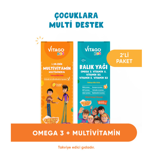 2li Paket Vitago Kids Balık Yağı + Multivitamin Şurup