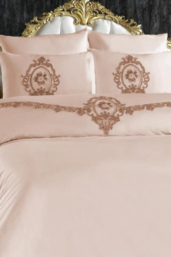 Fransız Güpürlü Suzi Çift Kişilik Nevresim Takımı Bej - Resim 2