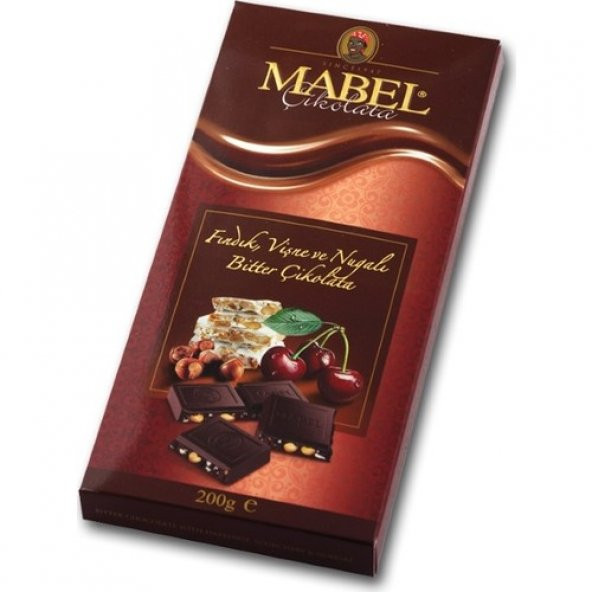 Mabel Fındık, Vişne, Nuga Dolgulu Bitter Çikolata 200 gr