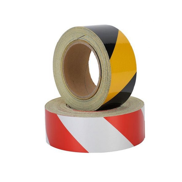 Reflektörlü Fosforlu Reflektif İkaz Bandı ( 1 mt ) 5cm Kırmızı-Beyaz - 5