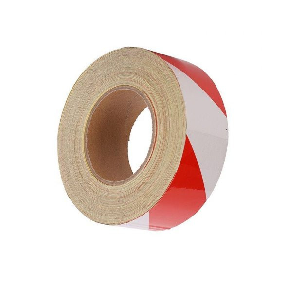 Reflektörlü Fosforlu Reflektif İkaz Bandı ( 1 mt ) 5cm Kırmızı-Beyaz - 6