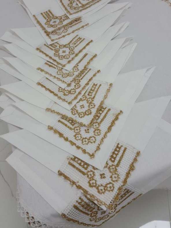 Finezza Batik Gold Dantelli Pamuk Kumaş Beyaz Mutfak Takımı 17 Parça - 997 - 2