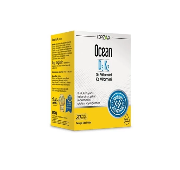 Orzax Ocean Vitamin D3K2 Damla 20 ml