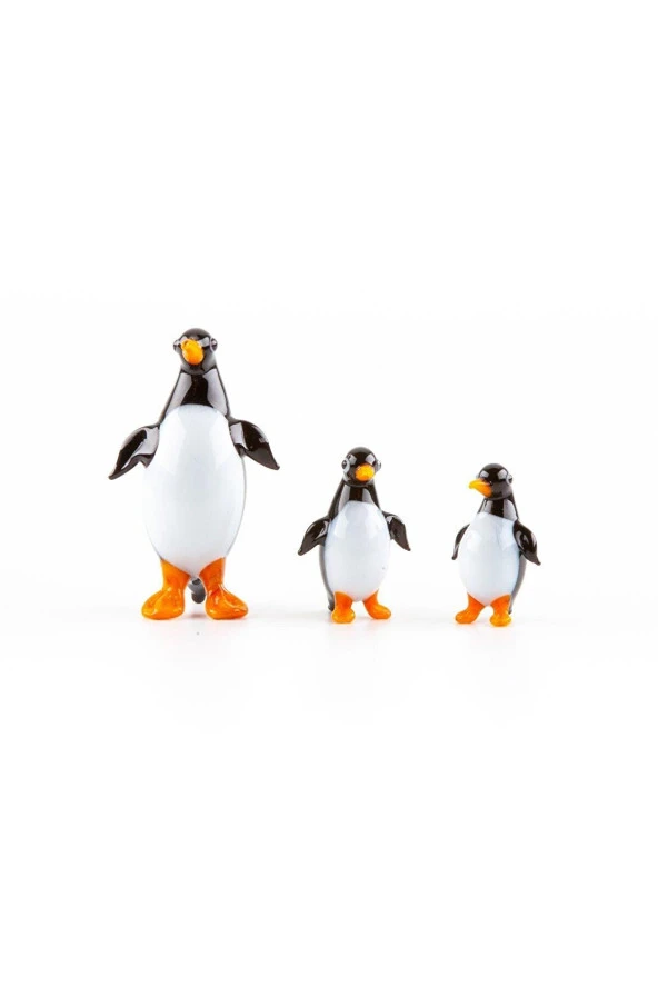 Murano Cam Penguen Seti Üçlü El Yapımı - Resim 5