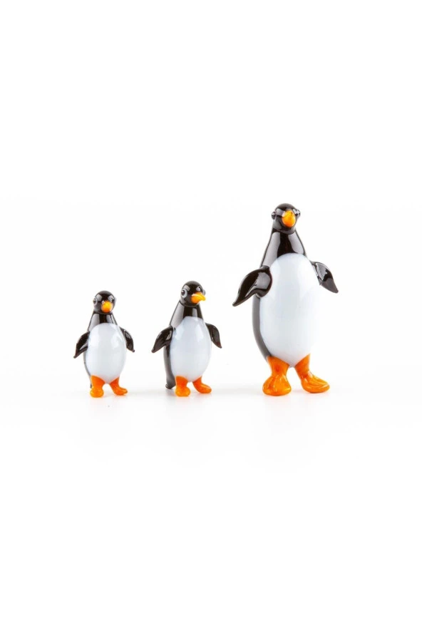 Murano Cam Penguen Seti Üçlü El Yapımı - Resim 6