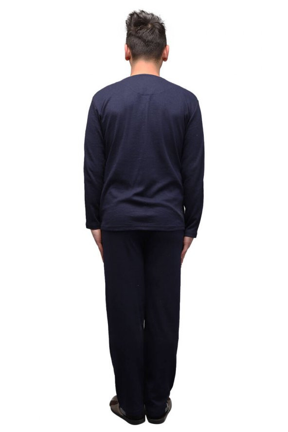 Düğmeli V Yaka Erkek Pijama Takımı | Bordo - 4