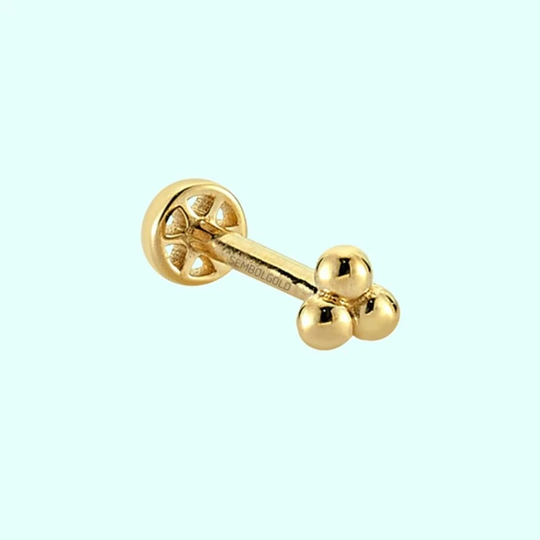 Altın Cemre Tragus Piercing 14 Ayar Taşsız