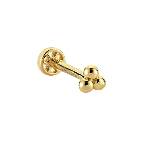Altın Cemre Tragus Piercing 14 Ayar Taşsız - 2