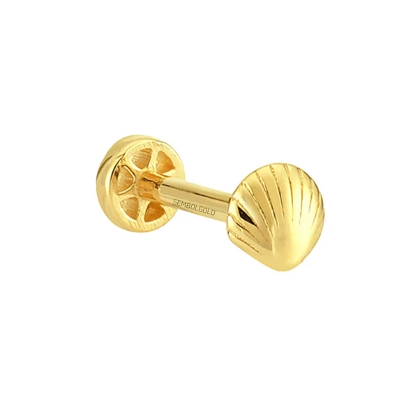 Altın İstiridye Tragus Piercing 14 Ayar - 2