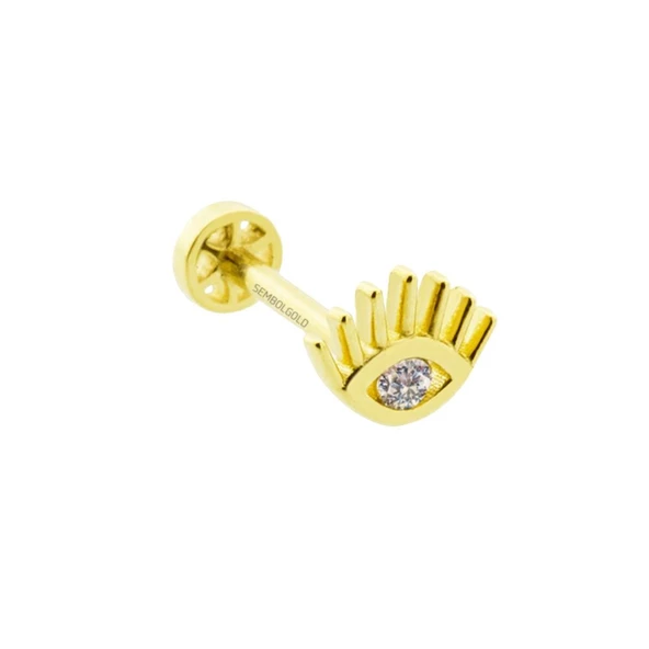 Altın Göz Tragus Piercing 14 Ayar - 2