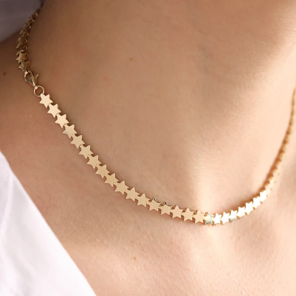 Altın Yıldız Zincir Kolye 40 cm - Resim 3