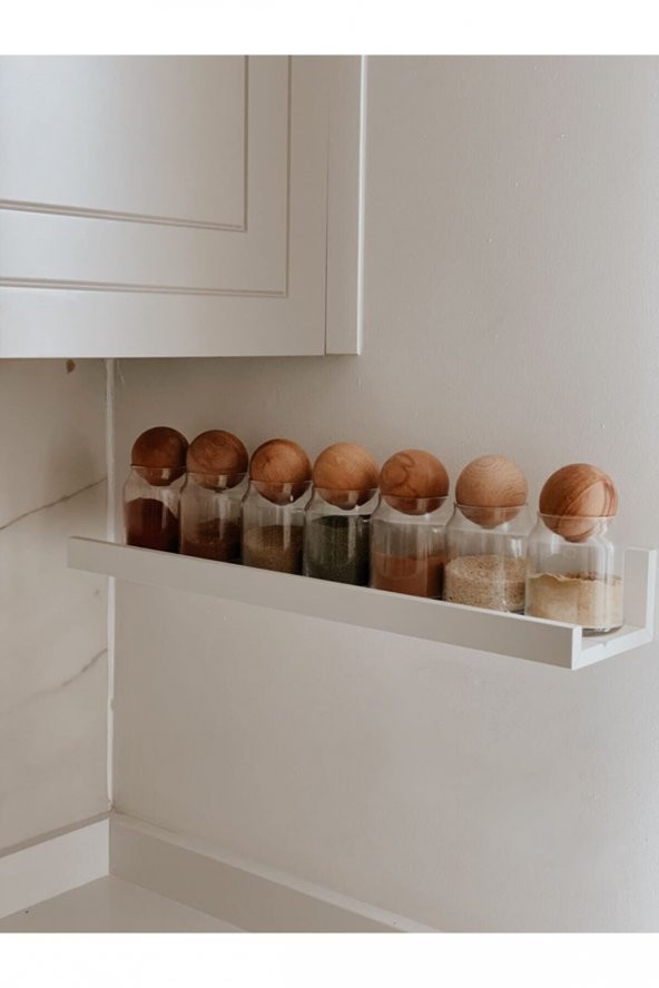 İLİVA 6lı Ahşap Top Kapaklı Cam Kavanoz Seti Baharatlık Takımı 300 ml