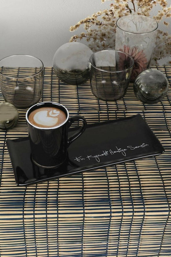 İLİVA En Kıymetli Hediye Sensin Siyah Espresso Kahve Sunum Seti Hediyelik