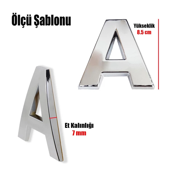 Yapışkanlı Harf 8.5 cm Parlak Krom Kapı Oda Posta Kutusu (SEÇİN) - 3