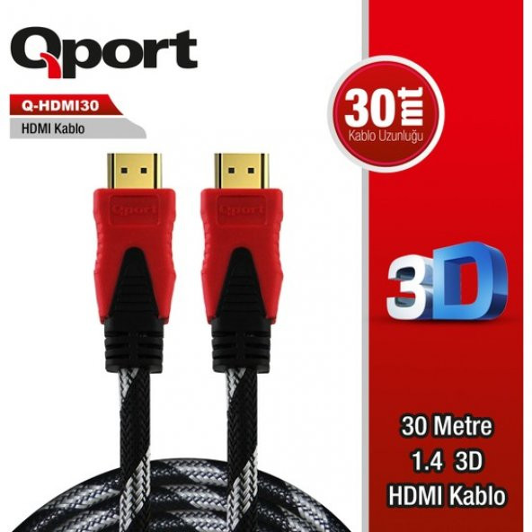 Qport Q-HDMI30 1.4 3D 30 Metre Altın Uçlu HDMI Kablo - 2