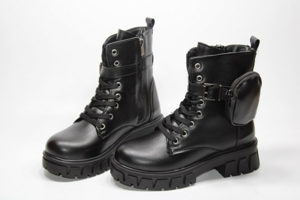 ENSA ORTOPEDİK KAYMAZ TABAN KADIN CÜZDANLI SİYAH FERMUARLI BOT - 4