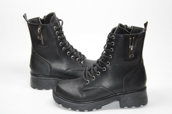 FREEFOUR ORTOPEDİK YANI FERMUAR SÜS DETAY KADIN SİYAH POSTAL BOT - 2