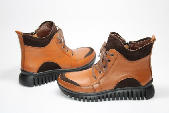 GİYGEZ HAKİKİ DERİ BAĞCIK DETAY FERMUARLI KADIN TABA GÜNLÜK BOT - 2