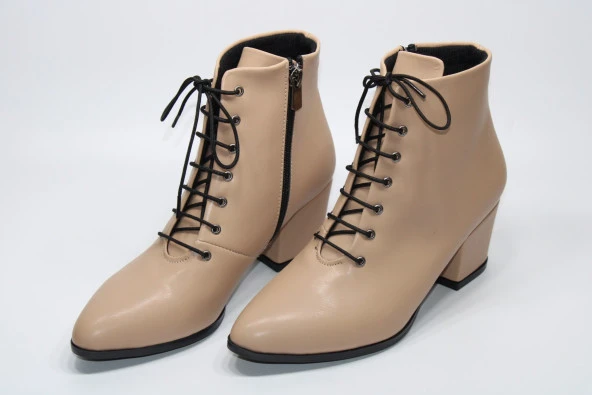 LADYPARK KALIN TOPUKLU BAĞCIKLI FERMUARLI KADIN GÜNLÜK BİLEK BOT - 4