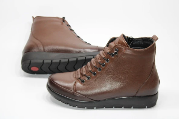 GİYGEZ HAKİKİ DERİ ORTOPEDİK FERMUARLI KADIN GÜNLÜK KAHVE BOT - 3