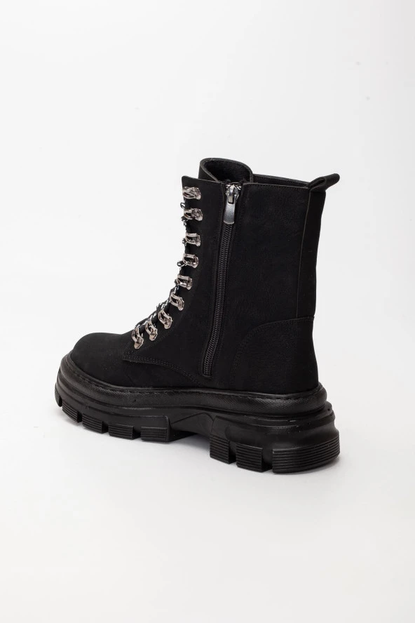 ENSA ORTOPEDİK TABAN KANCALI FERMUARLI KADIN SİYAH POSTAL BOT - 5