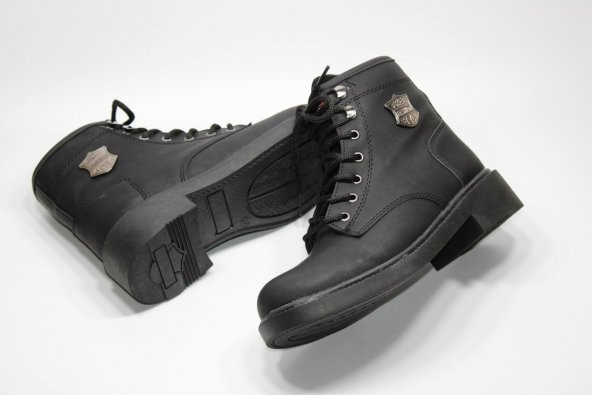 SEDEF ORTOPEDİK KAYMAZ TABAN BAĞCIKLI FERMUARLI HARLEY MODEL SİYAH BOT - 2