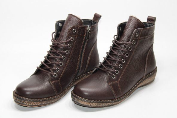 TRİAPOLO HAKİKİ DERİ KAUÇUK TABAN KADIN BAĞCIKLI FERMUARLI BOT - 4