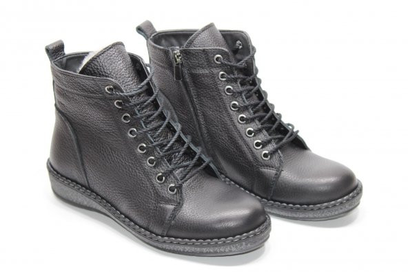 TRİAPOLO HAKİKİ DERİ KAUÇUK TABAN KADIN BAĞCIKLI FERMUARLI BOT - 5