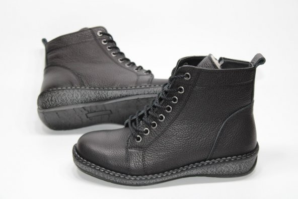 TRİAPOLO HAKİKİ DERİ KAUÇUK TABAN KADIN BAĞCIKLI FERMUARLI BOT - 8