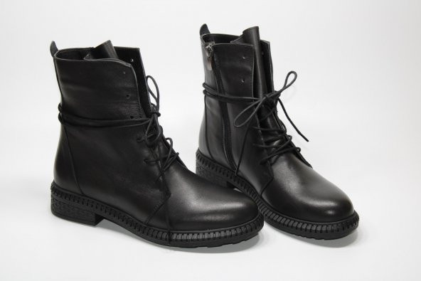 TRİAPOLO HAKİKİ DERİ ORTOPEDİK KAYMAZ TABAN KADIN YARASA SİYAH BOT