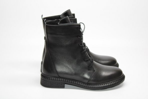 TRİAPOLO HAKİKİ DERİ ORTOPEDİK KAYMAZ TABAN KADIN YARASA SİYAH BOT - 4