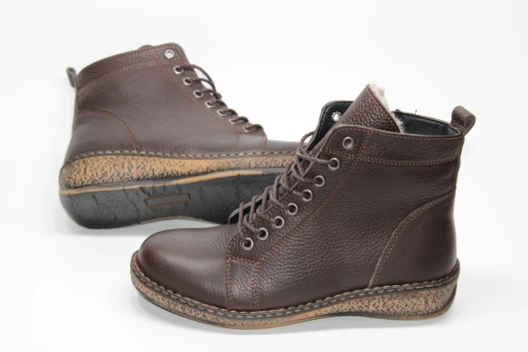 TRİAPOLO HAKİKİ DERİ KAUÇUK TABAN KADIN BAĞCIKLI FERMUARLI BOT - 3