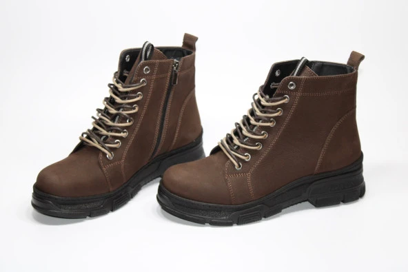 TRİAPOLO HAKİKİ DERİ KAUÇUK TABAN BAĞCIKLI FERMUARLI KADIN BOT - 3