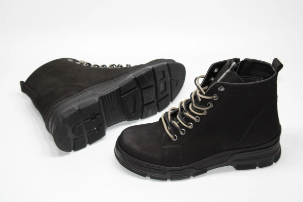 TRİAPOLO HAKİKİ DERİ KAUÇUK TABAN BAĞCIKLI FERMUARLI KADIN BOT - 9