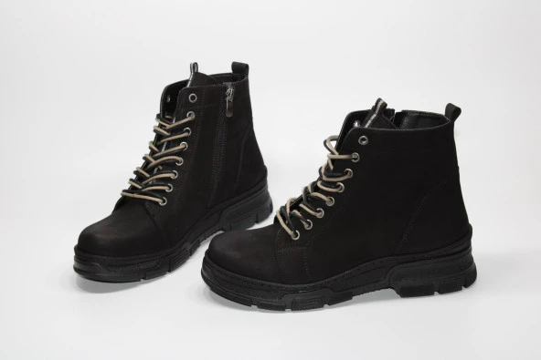 TRİAPOLO HAKİKİ DERİ KAUÇUK TABAN BAĞCIKLI FERMUARLI KADIN BOT - 10