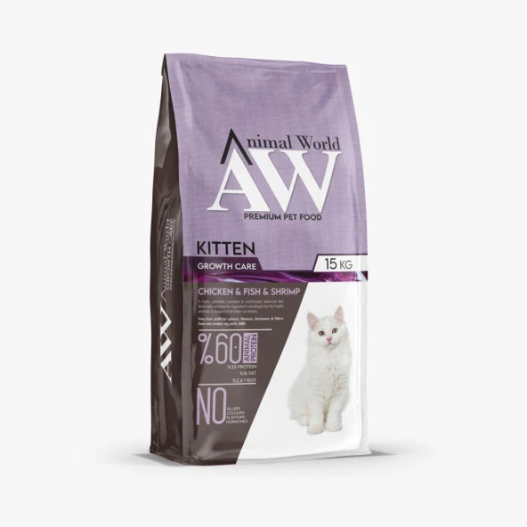 Animal World Tavuk Balık ve Karidesli Yavru Kedi Maması 15 Kg