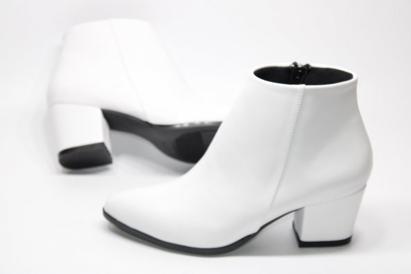 LADYPARK KALIN TOPUKLU KADIN BEYAZ FERMUARLI GÜNLÜK BİLEK BOT - 3