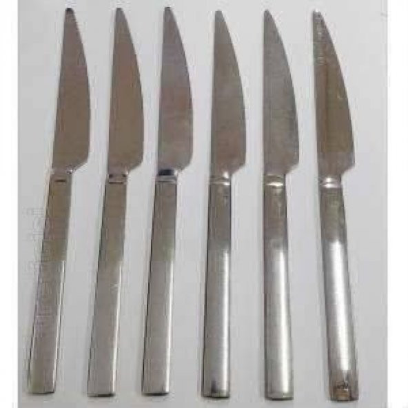 Lüks yemek bıçağı Takımı 6 parça düz sade model paslanmaz çelik 6lı set  yemek bıçakları