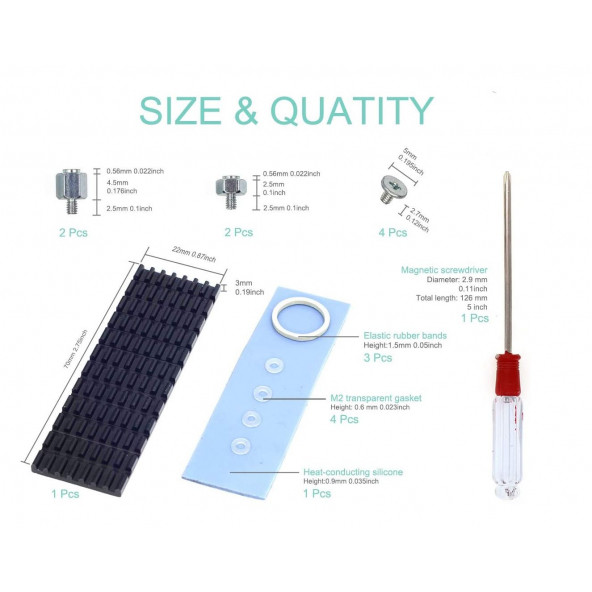 DARK M.2 NVMe, NGFF Alüminyum Soğutucu + Termal Pad + Montaj Vida Seti (DK-AC-M2SCRW) - Resim 2