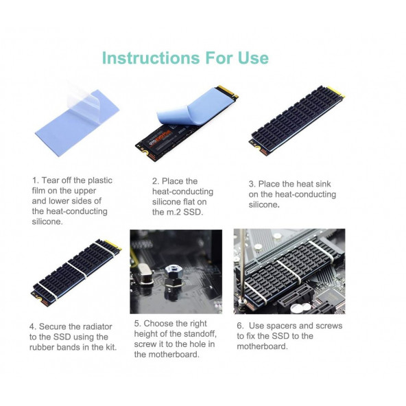 DARK M.2 NVMe, NGFF Alüminyum Soğutucu + Termal Pad + Montaj Vida Seti (DK-AC-M2SCRW) - Resim 3