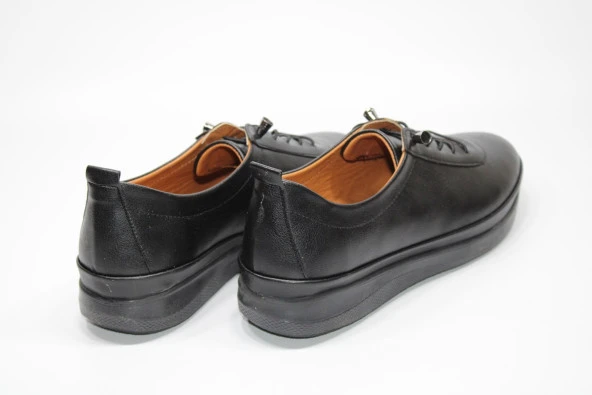 SEDEF ORTOPEDİK HAFİF TABAN LASTİK BAĞCIKLI KOLAY GİYİM KADIN SİYAH GÜNLÜK AYAKKABI - 2