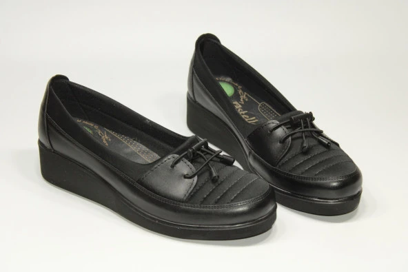 HANIMCA ORTOPEDİK TABAN KADIN GÜNLÜK STREÇ DOLGU SİYAH ANNE AYAKKABISI