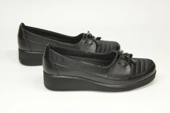 HANIMCA ORTOPEDİK TABAN KADIN GÜNLÜK STREÇ DOLGU SİYAH ANNE AYAKKABISI - 2