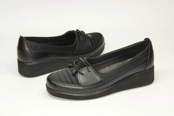 HANIMCA ORTOPEDİK TABAN KADIN GÜNLÜK STREÇ DOLGU SİYAH ANNE AYAKKABISI - 3