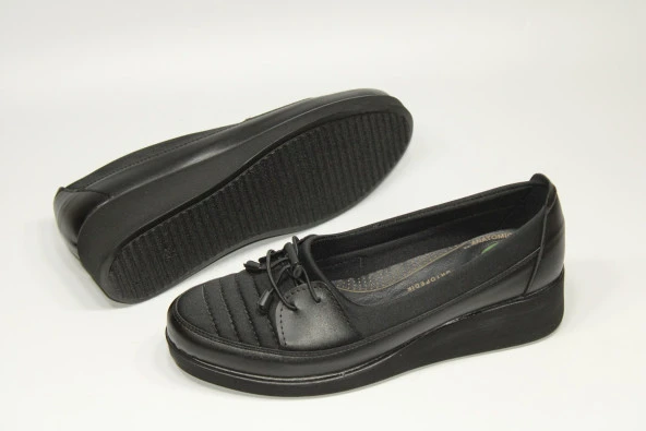 HANIMCA ORTOPEDİK TABAN KADIN GÜNLÜK STREÇ DOLGU SİYAH ANNE AYAKKABISI - 4