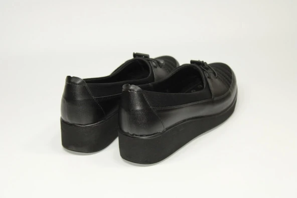 HANIMCA ORTOPEDİK TABAN KADIN GÜNLÜK STREÇ DOLGU SİYAH ANNE AYAKKABISI - 5