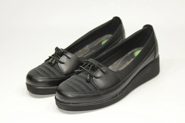 HANIMCA ORTOPEDİK TABAN KADIN GÜNLÜK STREÇ DOLGU SİYAH ANNE AYAKKABISI - 6