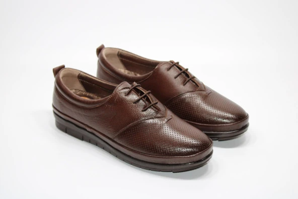 HANIMCA HAKİKİDERİ DÜZ TABAN BAĞCIKLI TOPUK DİKENİ JEL TABAN KADIN GÜNLÜK RAHAT AYAKKABI